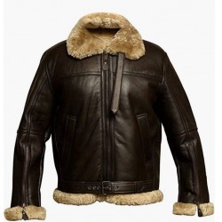 RAF Aviator Brown Bomber Real Shearling Real Sheepskin Leather Flight Jacket