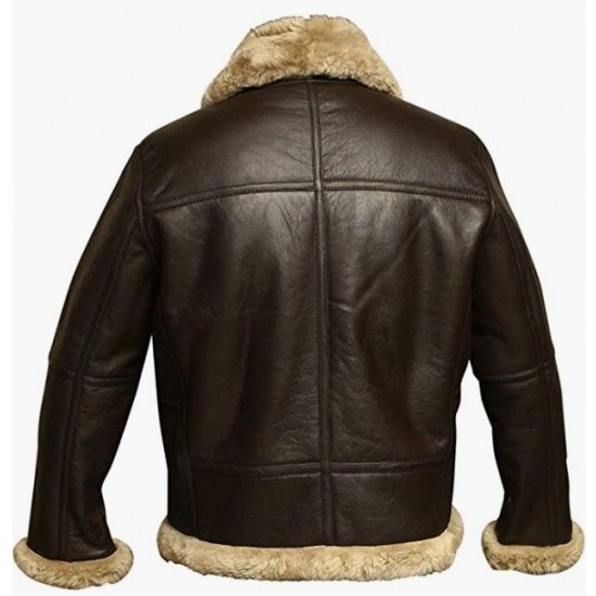 RAF Aviator Brown Bomber Real Shearling Real Sheepskin Leather Flight Jacket