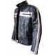 Designer Grey Bomber Biker Leather Jacket for Men