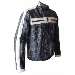Designer Grey Bomber Biker Leather Jacket for Men
