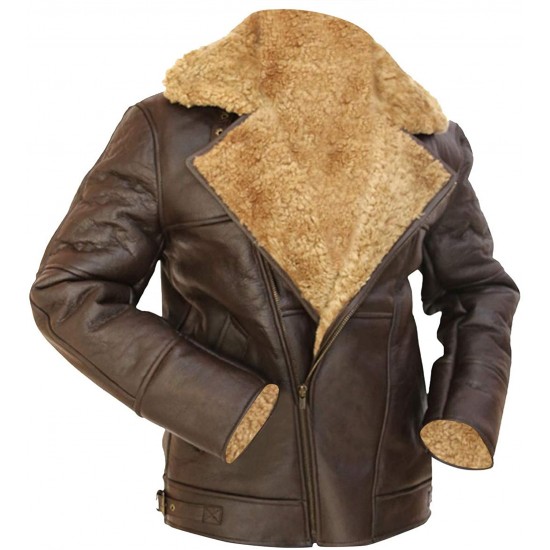 Ginger Aviator Brown Fur Shearling Sheepskin Leather Pilot Jacket Mens RAF B3 Flight Ginger Aviator Brown Fur Shearling Sheepskin Leather Pilot Jacket Mens RAF B3 Flight