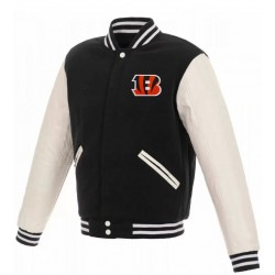 Cincinnati Bengals Letterman White and Black Jacket