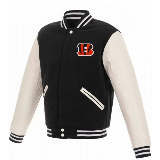 Cincinnati Bengals Letterman White and Black Jacket