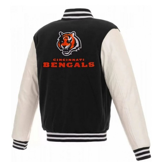 Cincinnati Bengals Letterman White and Black Jacket