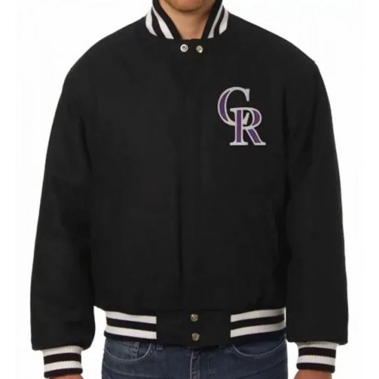Colorado Rockies Wool Varsity Black Jacket