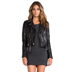 Leather Women's Genuine Lambskin Leather Biker Bomber Jacket 