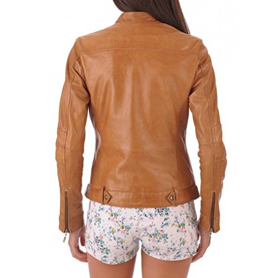 Leather Women's New Lambskin Leather Bomber Motorcycle Jacket 