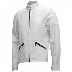 Cafe Racer White Leather Jacket Mens
