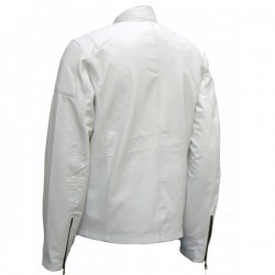 Cafe Racer White Leather Jacket Mens