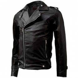 Classy Men's Black Biker Leather Jacket - Salim