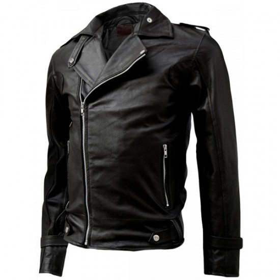 Classy Men's Black Biker Leather Jacket - Salim