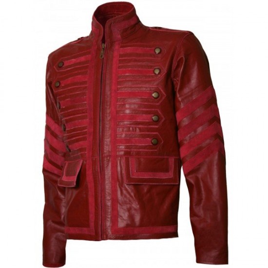 Men Military Style Biker Maroon Leather Jacket - Ogre