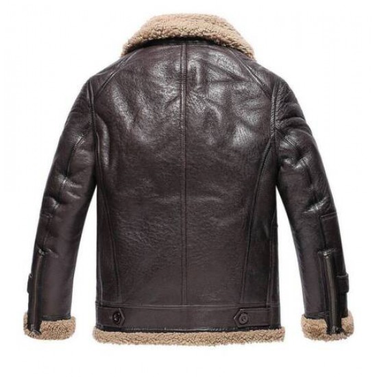 RAF Aviator B3 Flying Bomber Brown Men's Sheepskin Leather Shearling Jacket