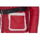 Men's Santa Claus Winter Christmas Hooded Fur Lined Red Leather Coat