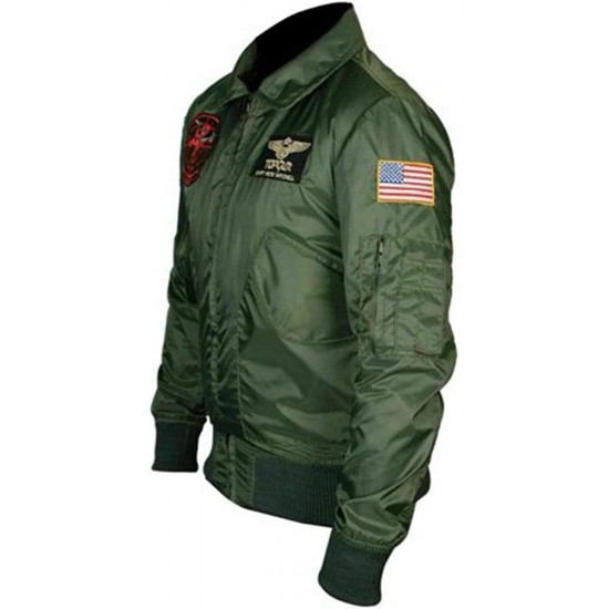 Tom Cruise Top Gun Maverick Nylon Green Bomber Jacket