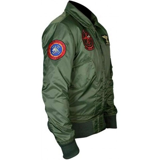 Tom Cruise Top Gun Maverick Nylon Green Bomber Jacket