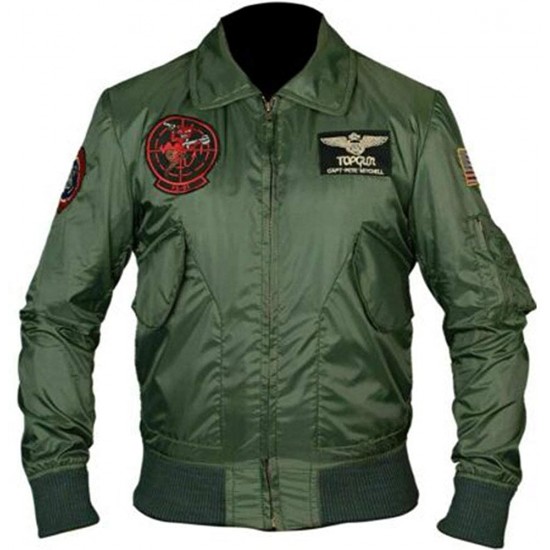 Tom Cruise Top Gun Maverick Nylon Green Bomber Jacket