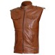 Biker Wear Men's Tan Leather Biker Vest - Tabb