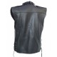 Men's Black Biker Leather Vest - Brody