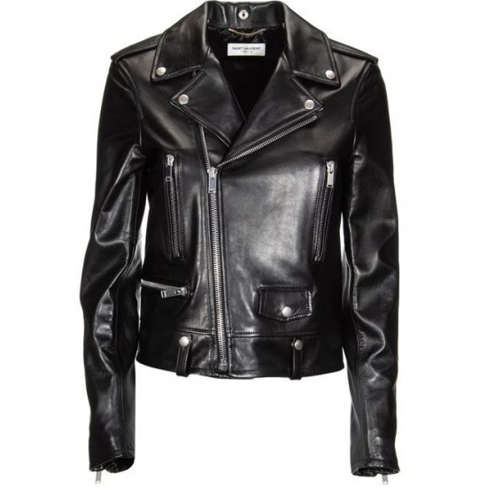 Women's Lambskin Leather Bomber Biker Jacket 